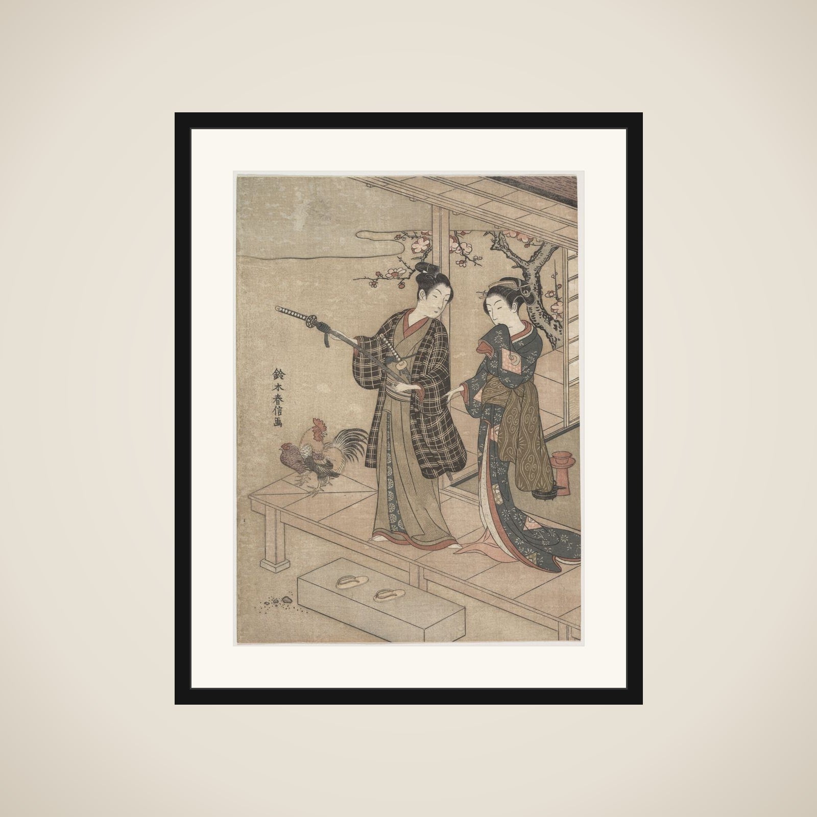 Gentleman Taking Leave of His Lady on a Veranda framed