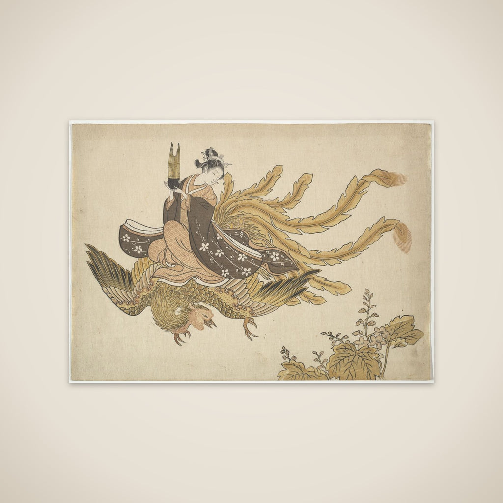 Young Woman Riding a Phoenix unframed print