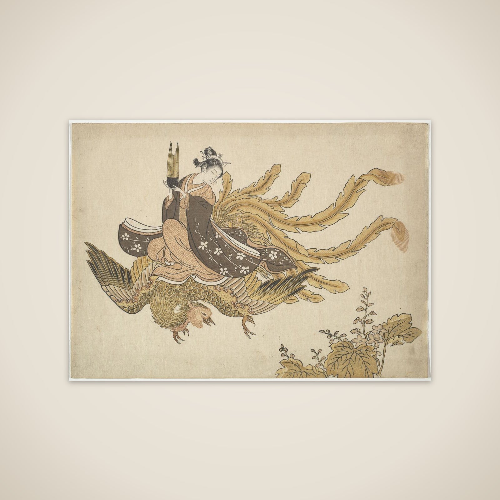 Young Woman Riding a Phoenix unframed print