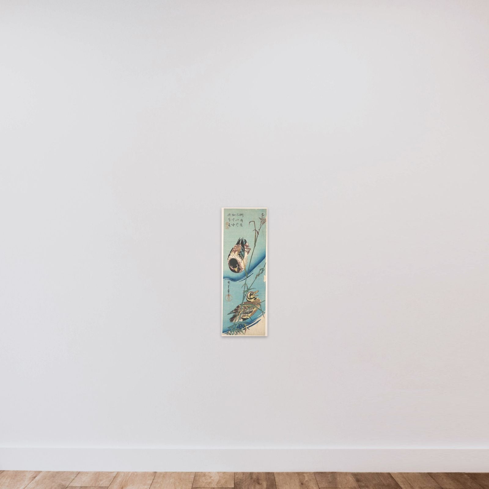 Mallard Ducks and Snow-covered Reeds unframed — shown to scale
