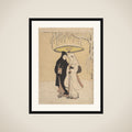Lovers Walking in the Snow (Crow and Heron) framed