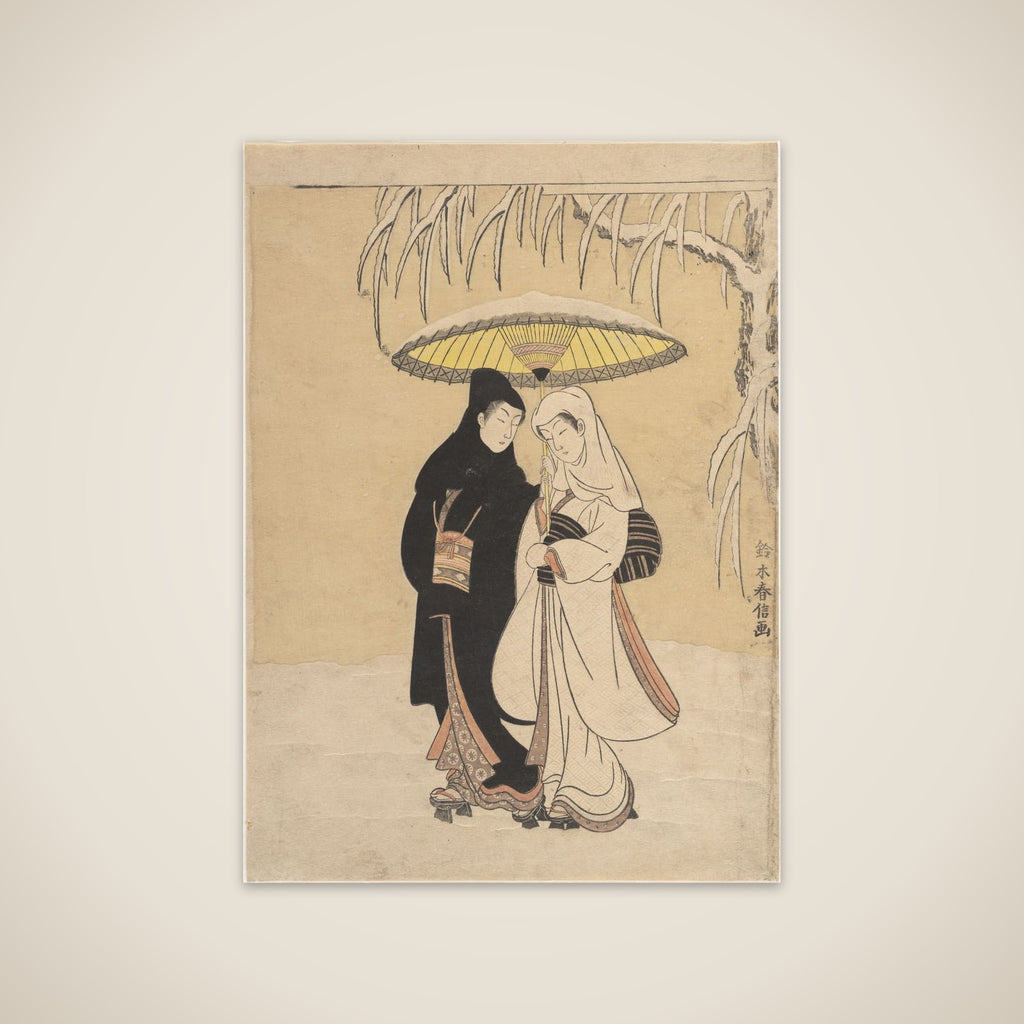 Lovers Walking in the Snow (Crow and Heron) unframed print