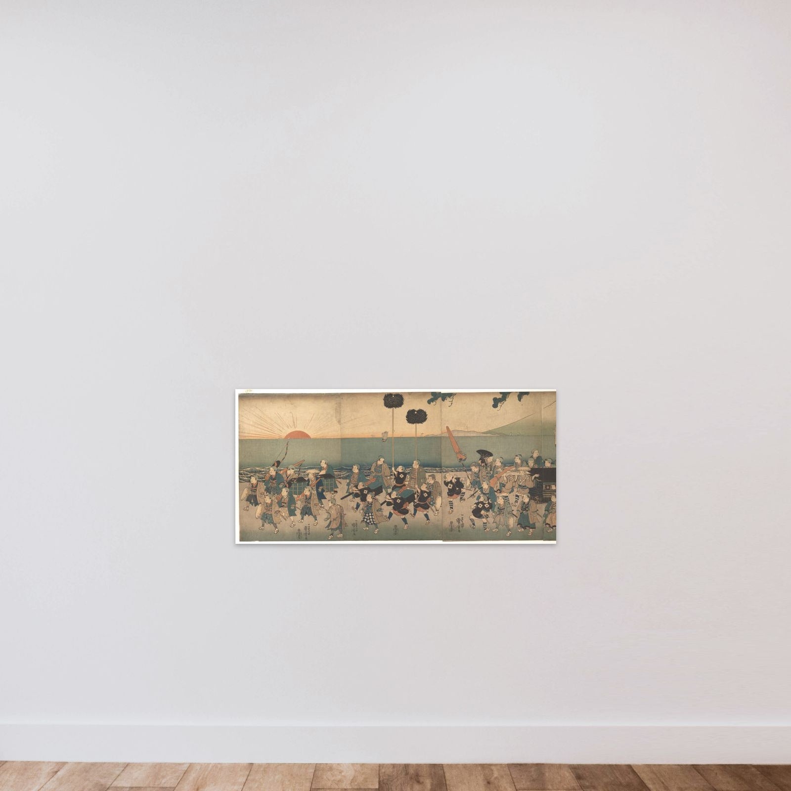 Boys Play-acting a Daimyo Procession unframed — shown to scale