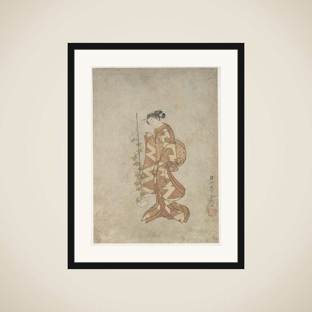 Modern Representation of the Poetess Kaga no Chiyo framed