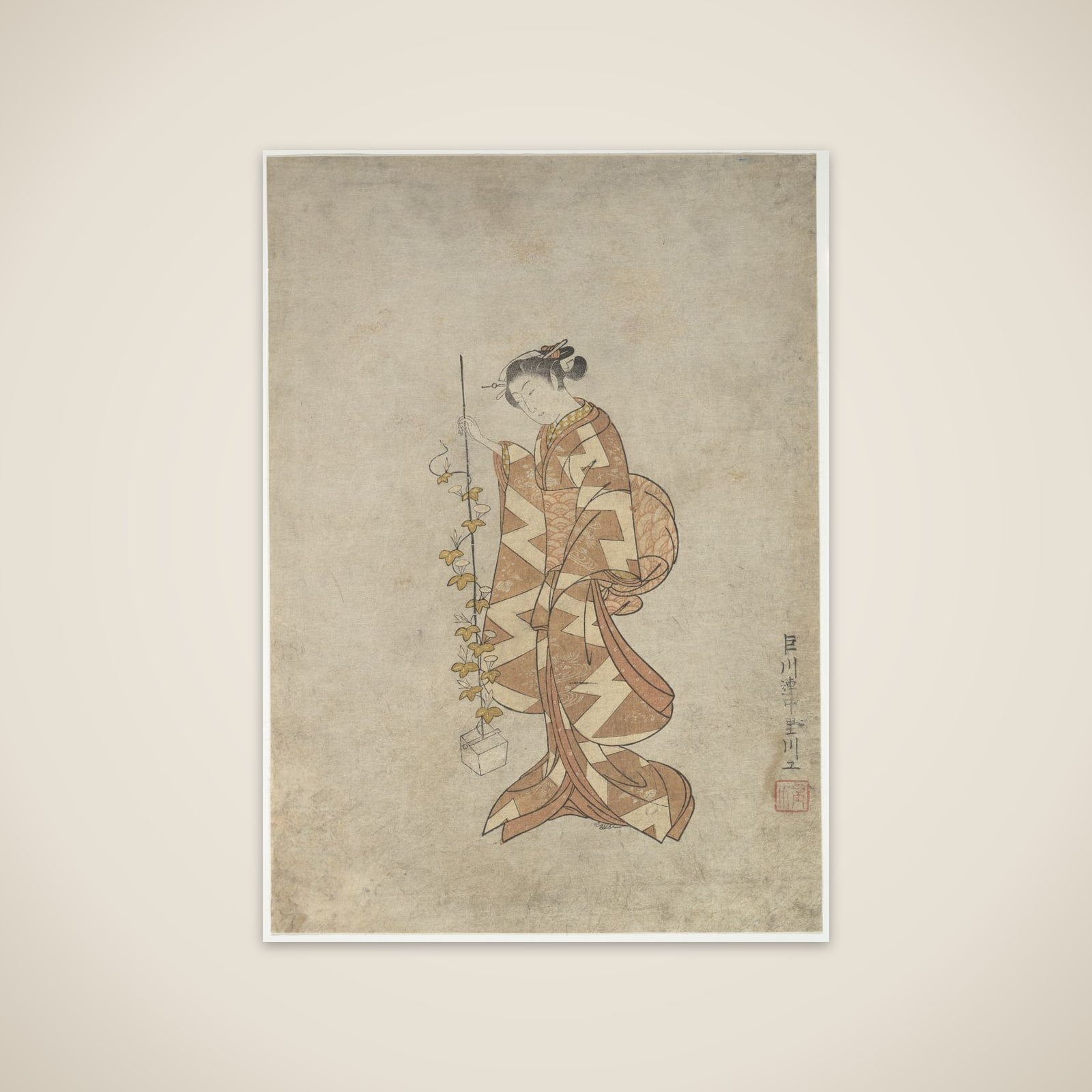 Modern Representation of the Poetess Kaga no Chiyo unframed print