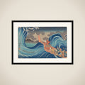 Concise Illustrated Biography of Monk Nichiren: Calming the Stormy Sea at Tsunoda in Exile to Sado Island framed