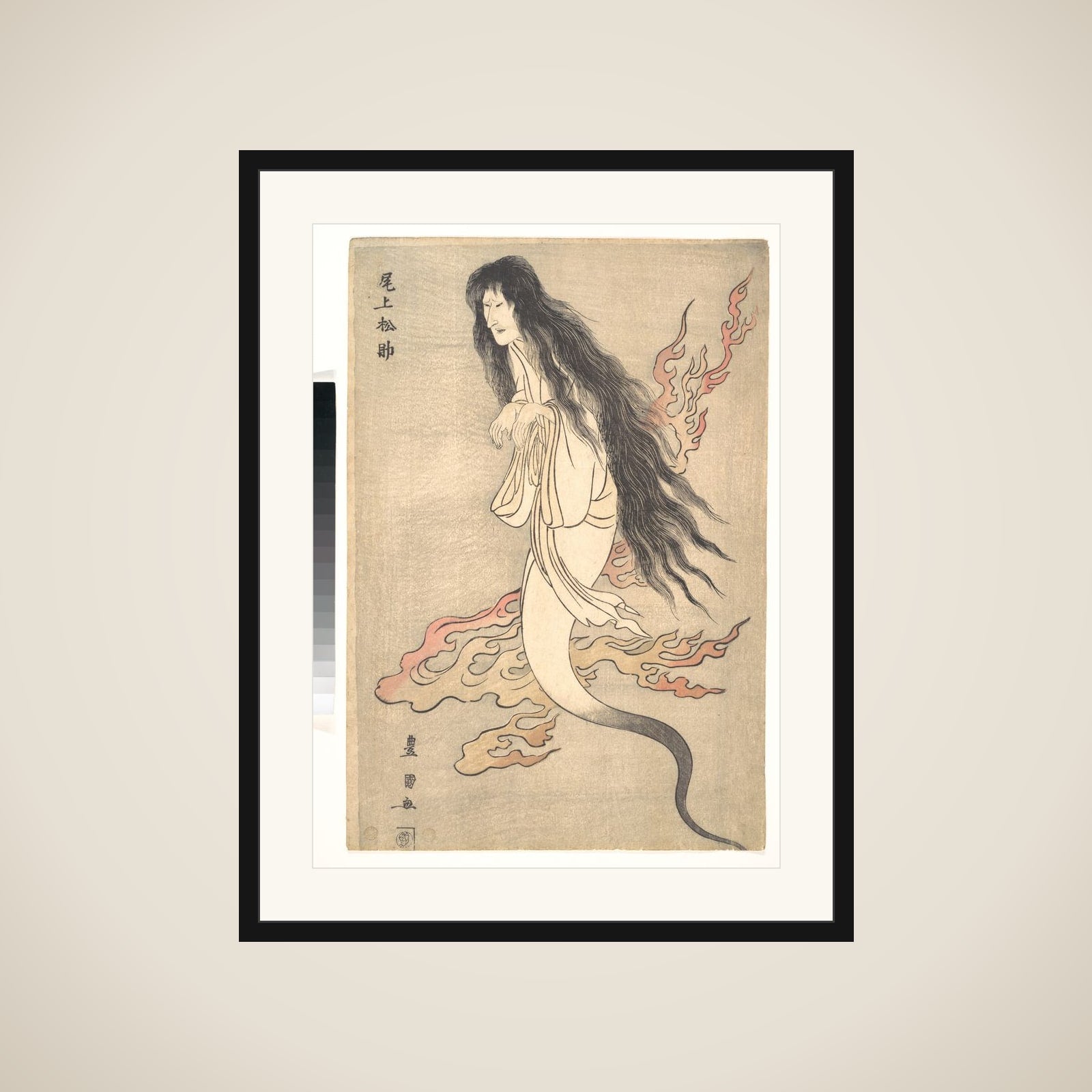 Onoe Matsusuke as the Ghost of the Murdered Wife Oiwa, in "A Tale of Horror from the Yotsuya Station on the Tokaido Road" framed