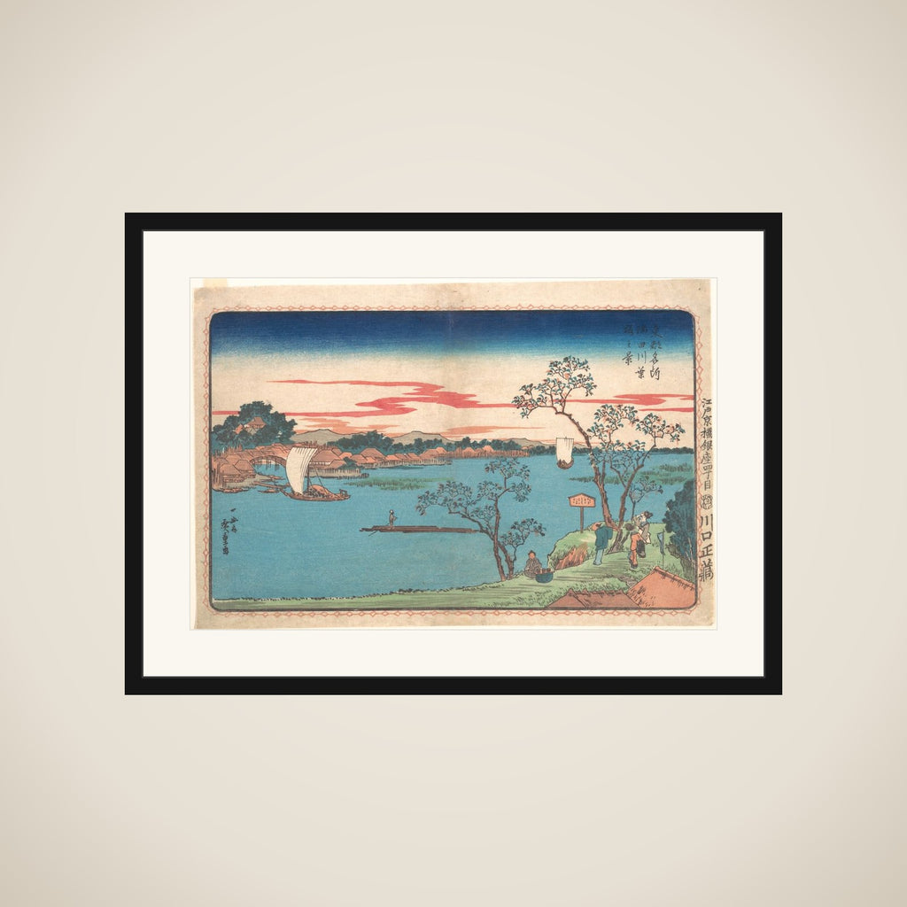 A View of Cherry Trees in Leaf along the Sumida River framed