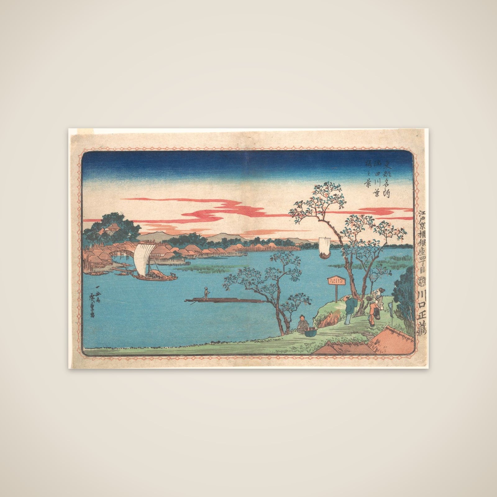 A View of Cherry Trees in Leaf along the Sumida River unframed print
