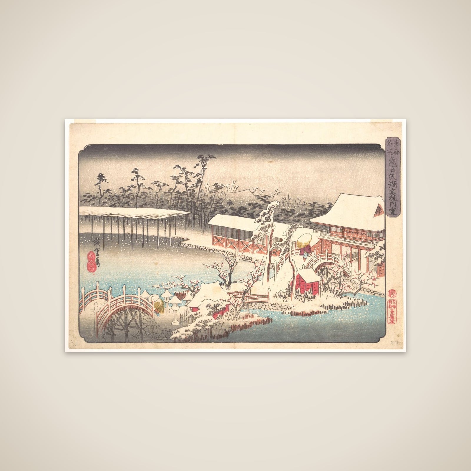 Tenmangū Shrine at Kameido in Snow unframed print