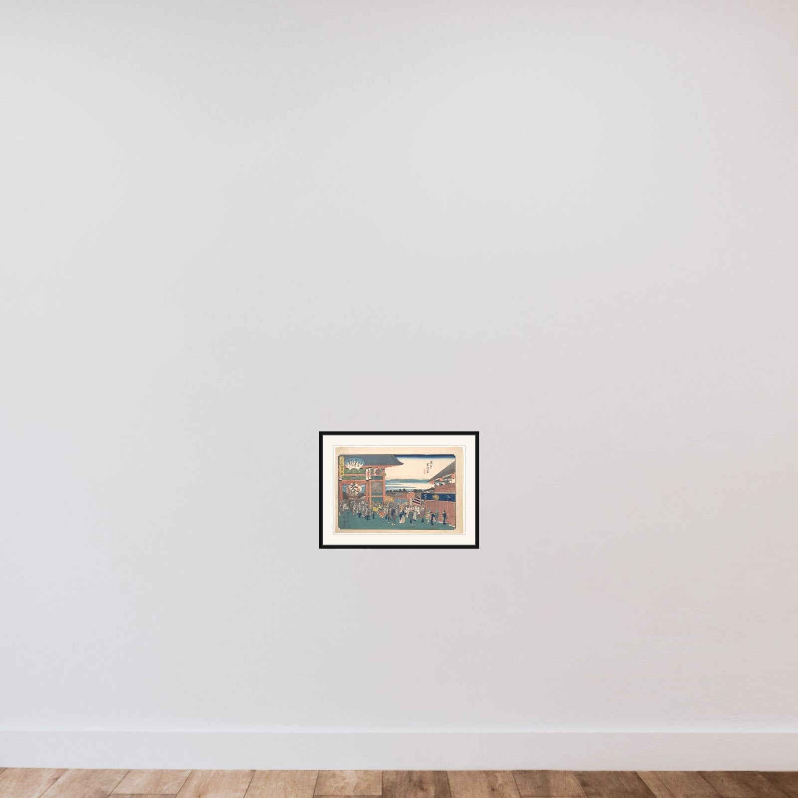 Asakusa Kaminarimon Mae (Kameya) framed — shown to scale