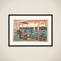 The Kawachiya Restaurant, Yanagi-bashi, Ryōgoku (Ryōgoku Yanagi-bashi, Kawachiya), from the series A Collection of Famous Restaurants of Edo (Edo Kōmei Kaitei Zukushi) framed