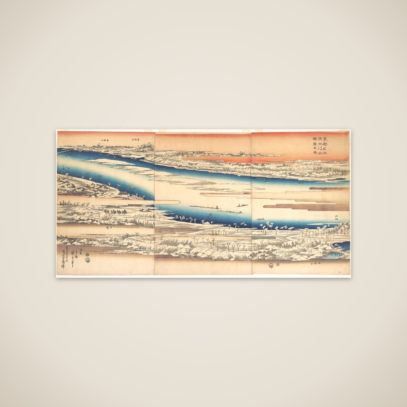 Celebrated Places in the Eastern Capital: Panoramic View of the Sumida River in Snow unframed print