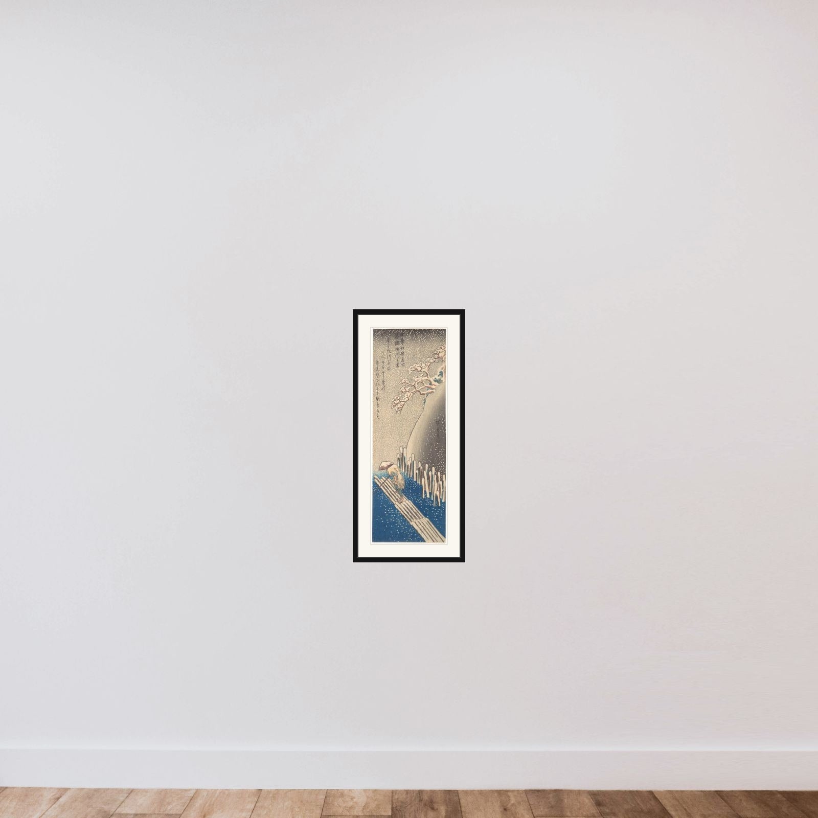 Sumida River in the Snow, from the series "Famous Places in Edo in the Four Seasons" framed — shown to scale