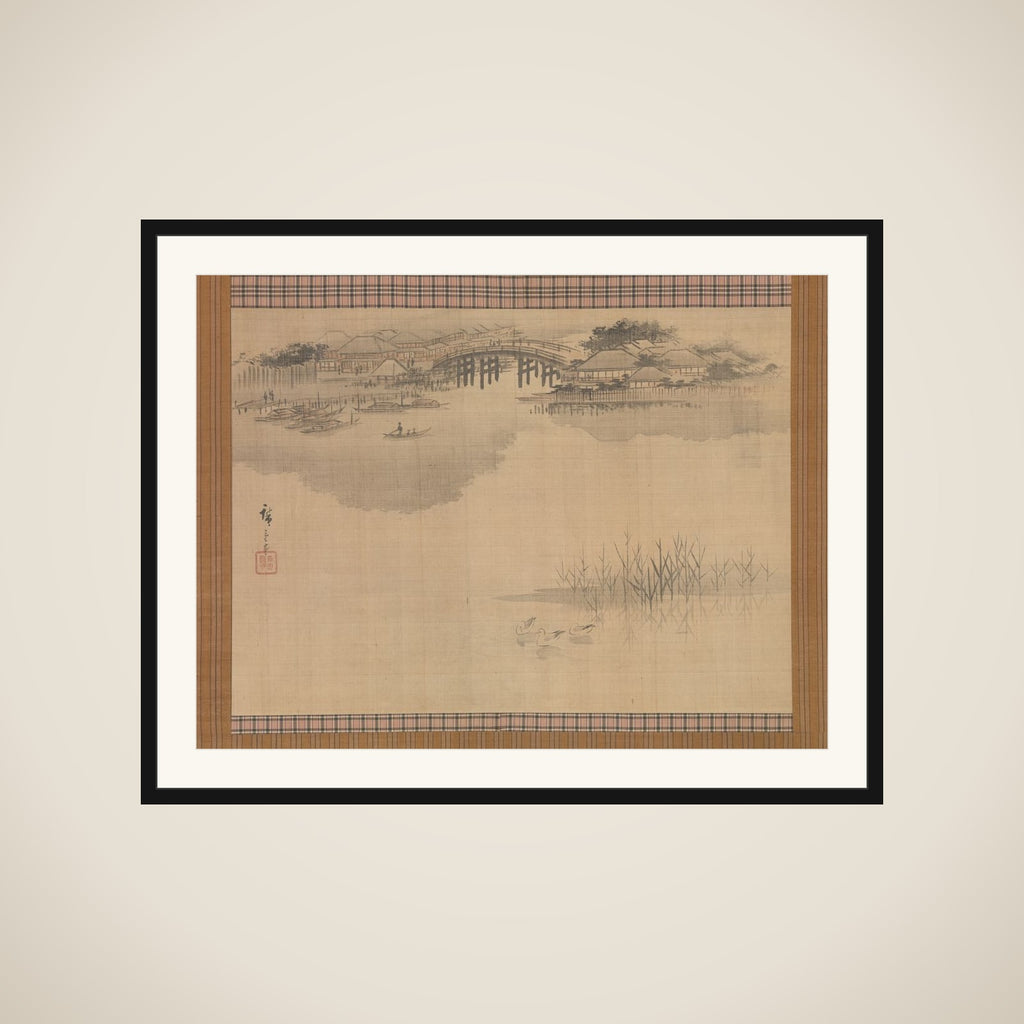 The Imado Bridge at the Foot of Mount Matsuchi framed