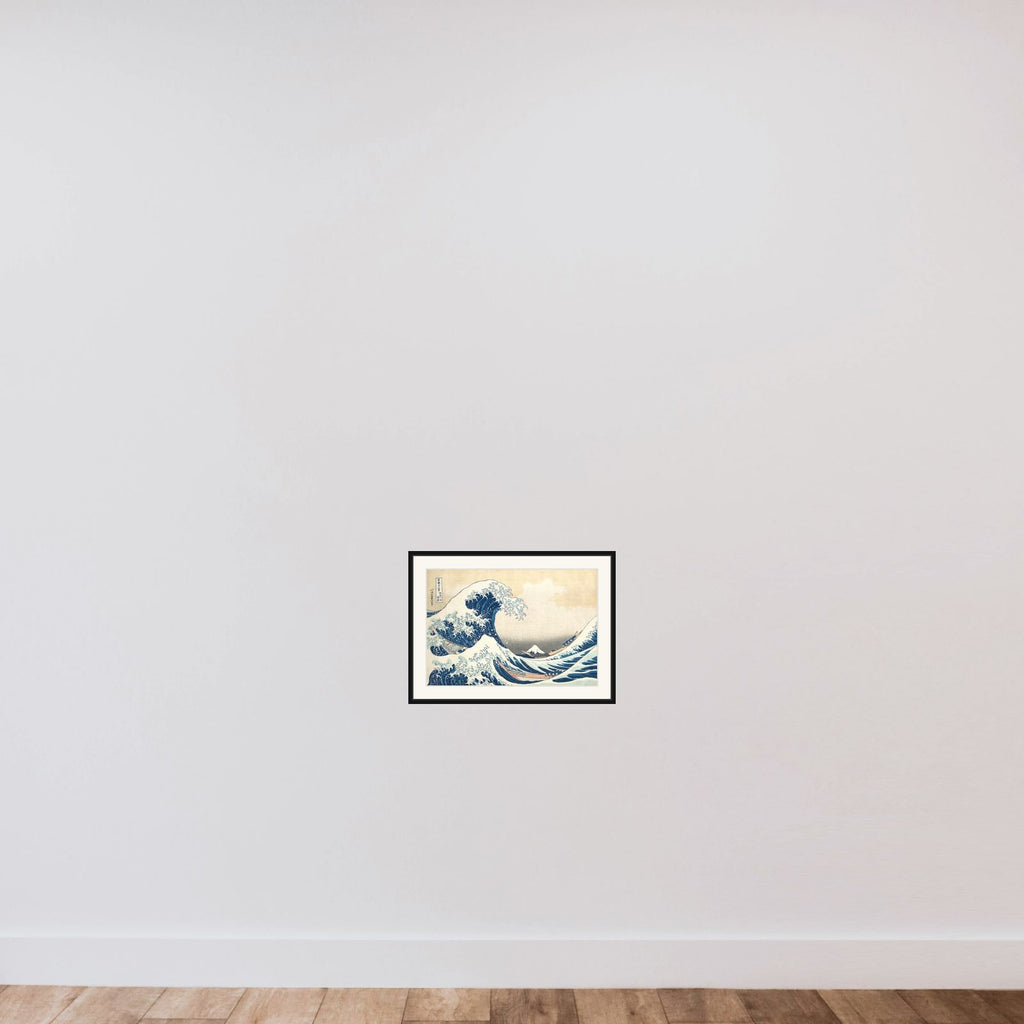 Under the Wave off Kanagawa (Kanagawa oki nami ura), also known as The Great Wave, from the series Thirty-six Views of Mount Fuji (Fugaku sanjūrokkei) framed — shown to scale