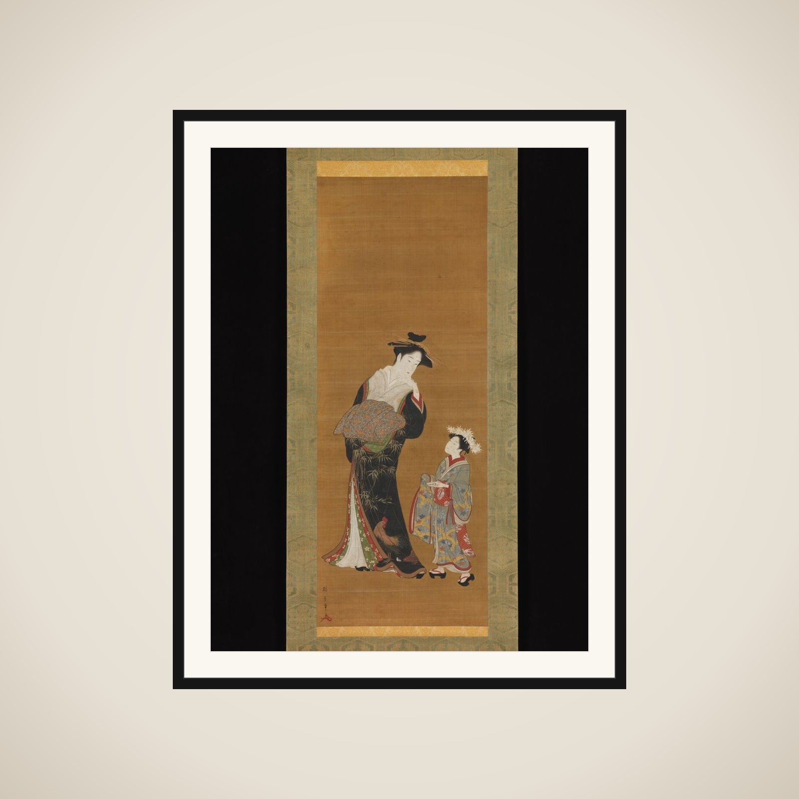 Courtesan and Her Attendant framed