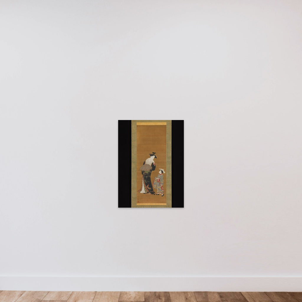 Courtesan and Her Attendant unframed — shown to scale