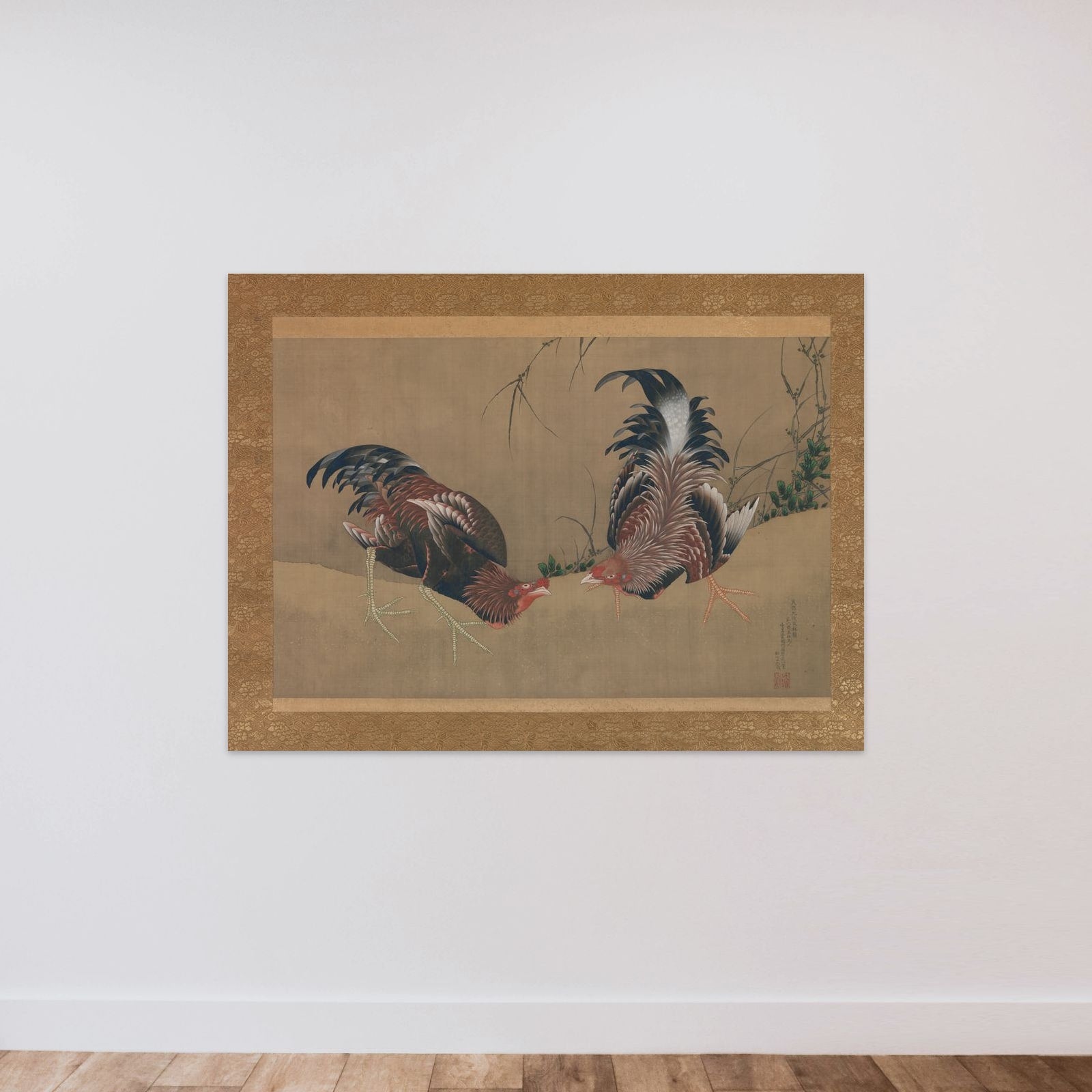 Gamecocks unframed — shown to scale