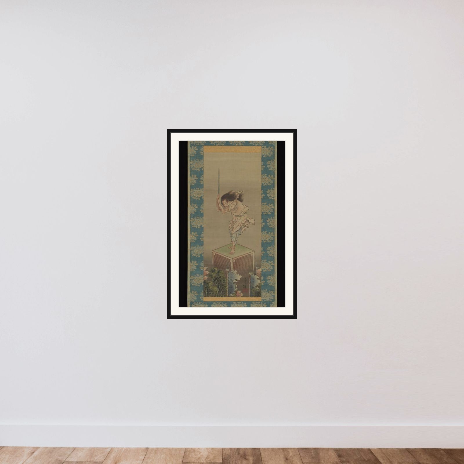 Sword Dancer framed — shown to scale