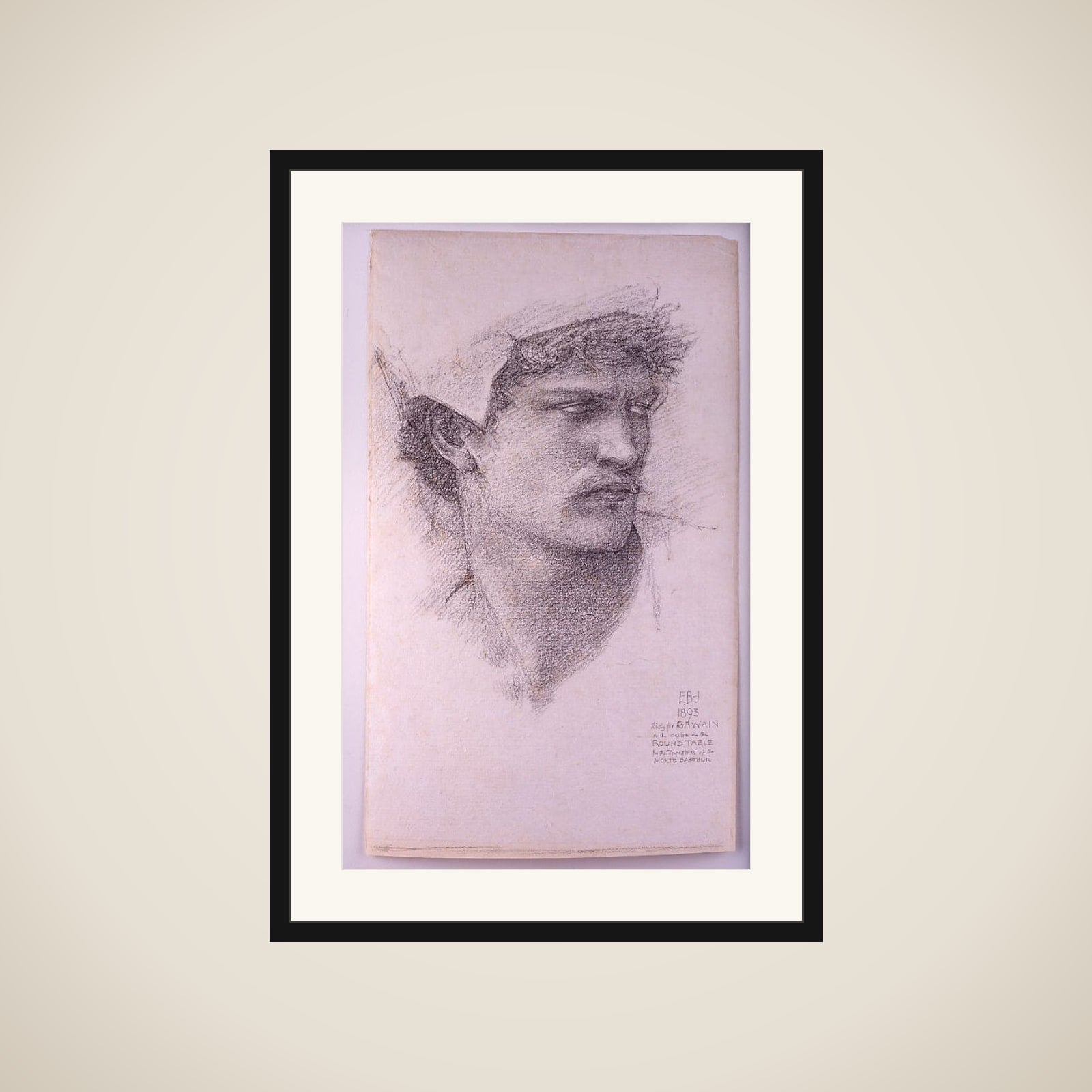 The Summons: Study for the Head of Gawaine framed