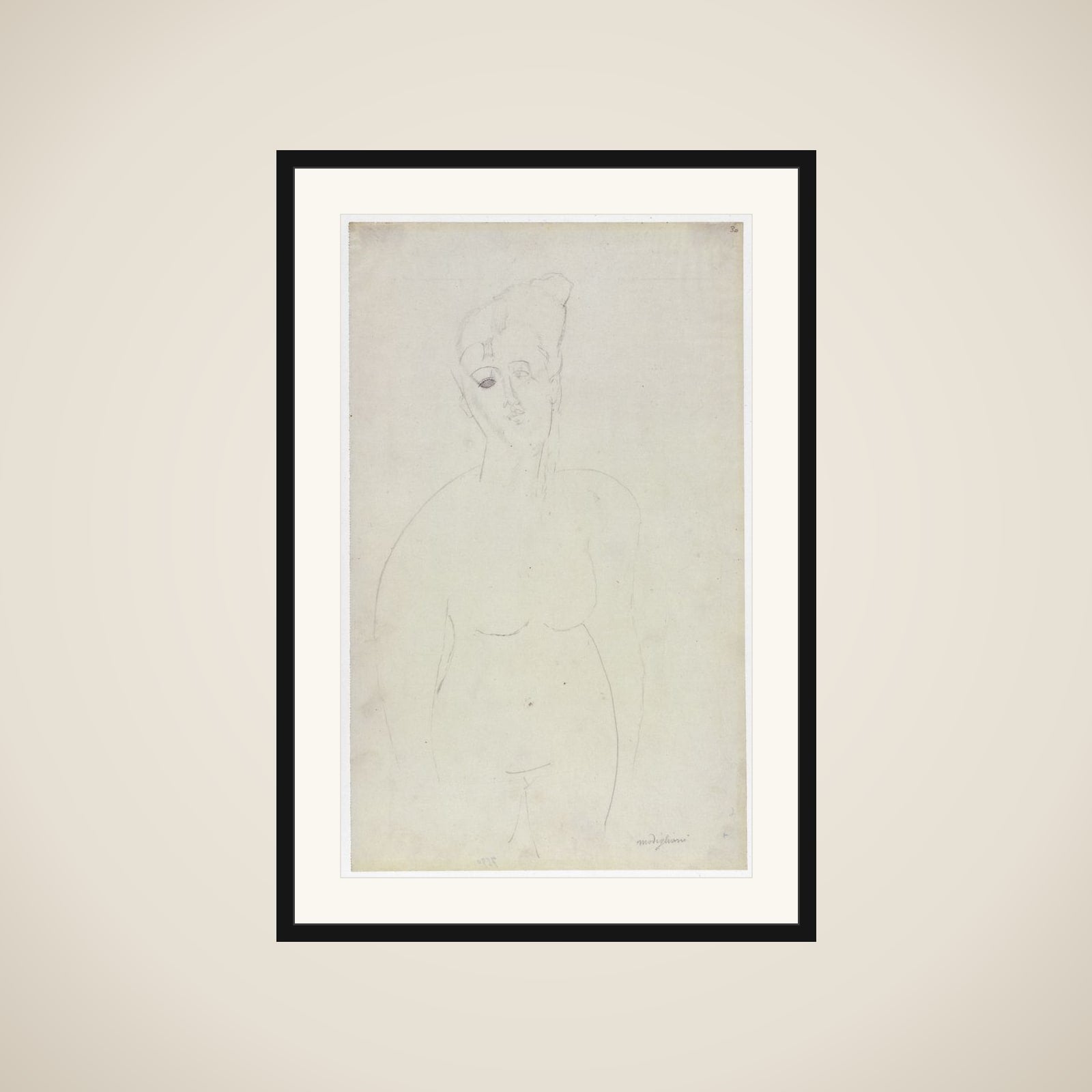 Torso of a Nude Woman framed