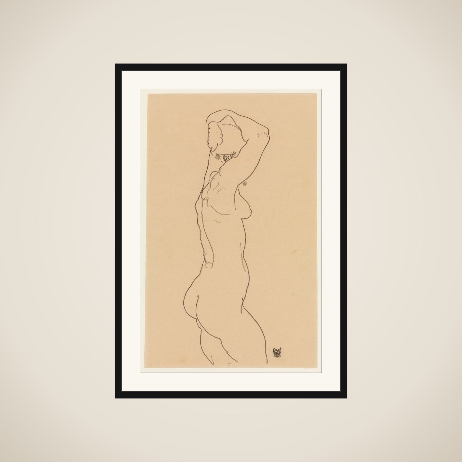 Standing Nude, Facing Right framed