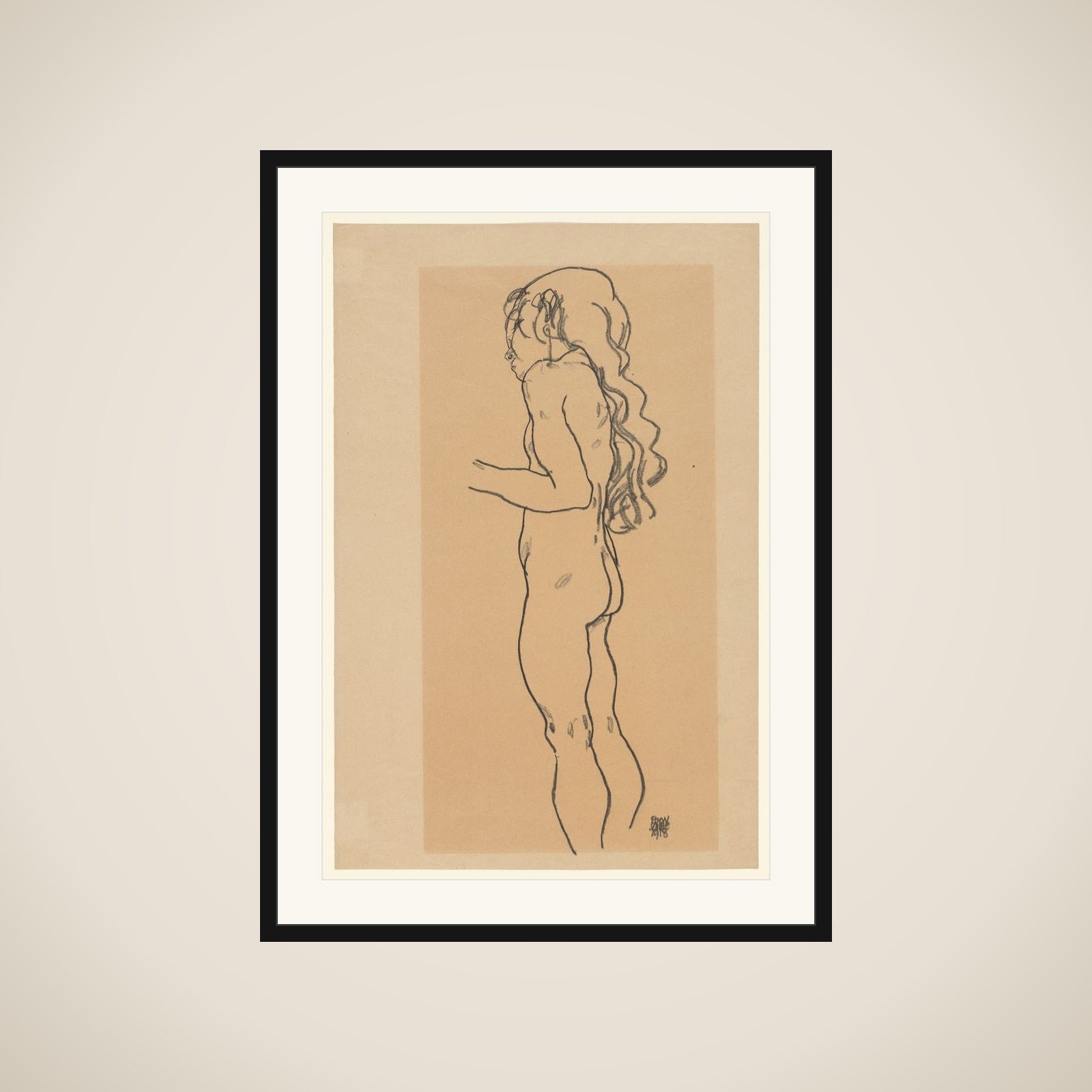 Standing Nude Girl, Facing Left framed