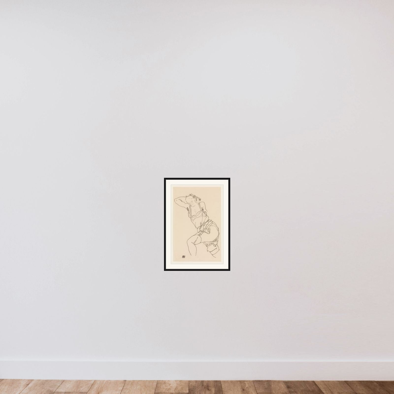 Reclining Model in Chemise and Stockings framed — shown to scale