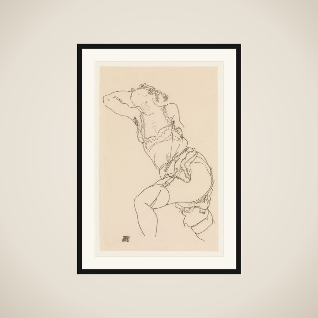 Reclining Model in Chemise and Stockings framed