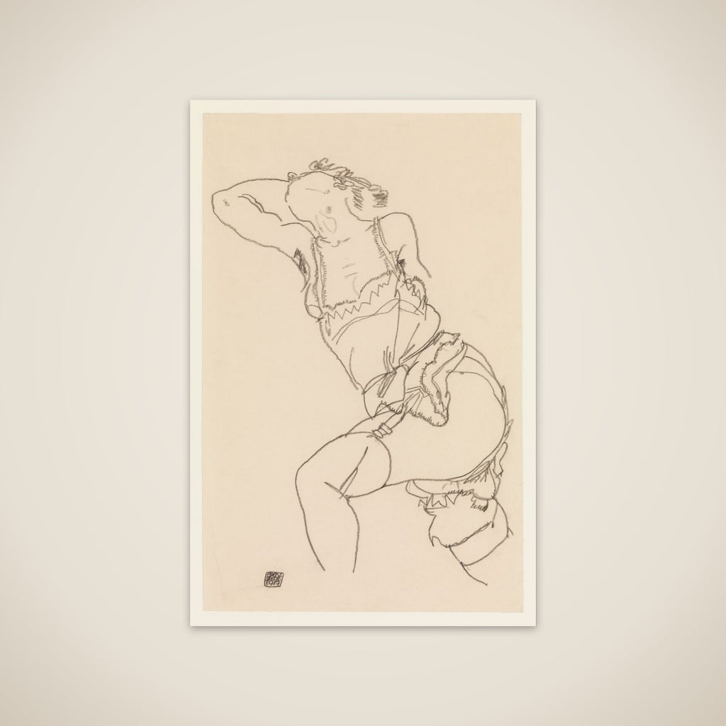 Reclining Model in Chemise and Stockings unframed print
