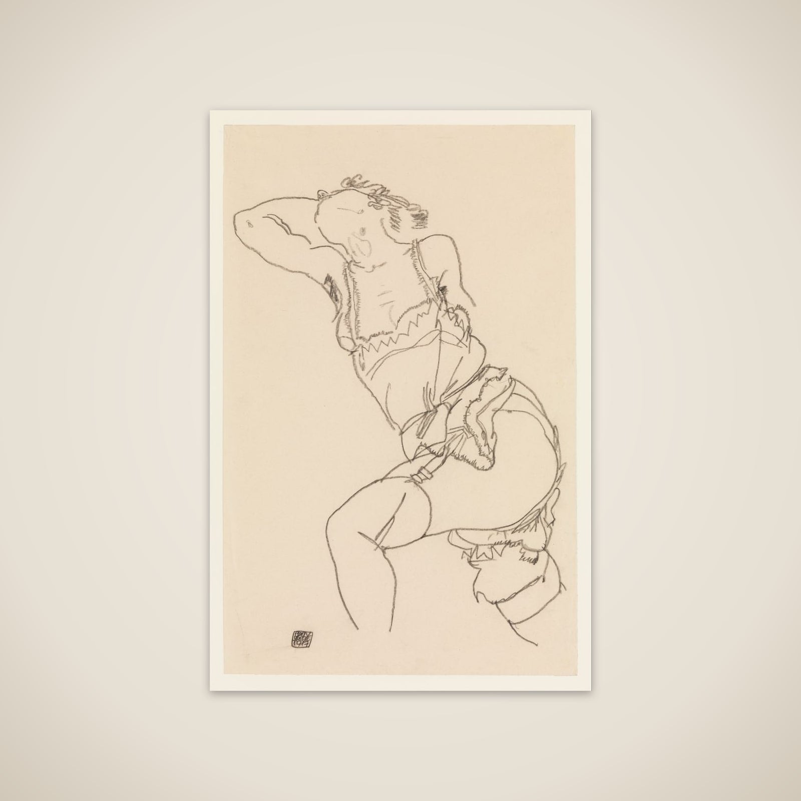 Reclining Model in Chemise and Stockings unframed print