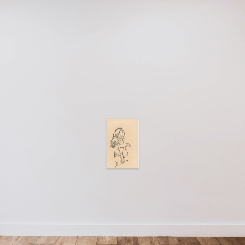 Seated Nude Girl Clasping Her Left Knee unframed — shown to scale