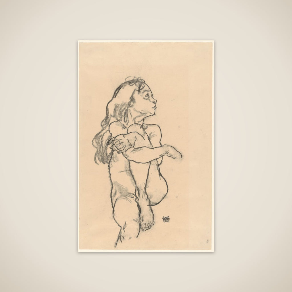 Seated Nude Girl Clasping Her Left Knee unframed print