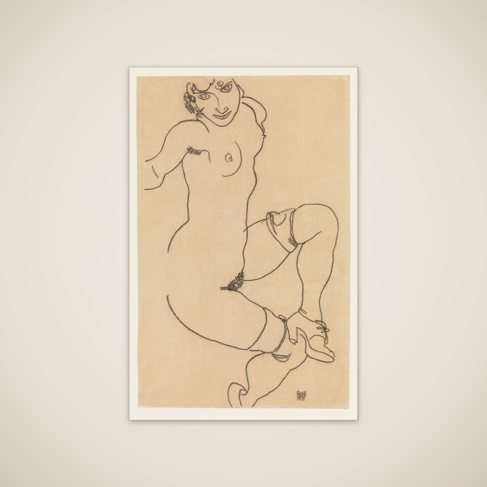 Seated Nude in Shoes and Stockings unframed print