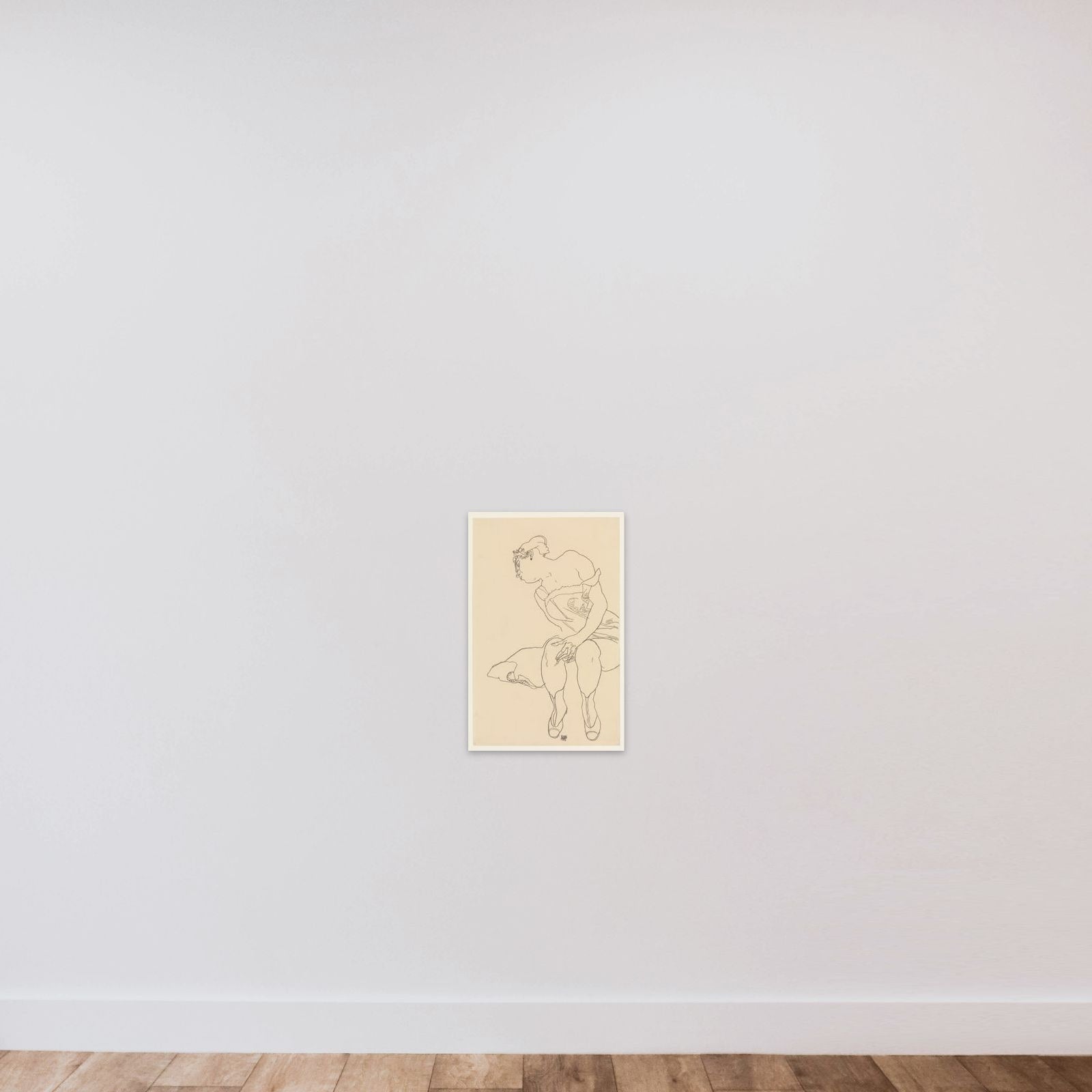 Seated Woman in Corset and Boots unframed — shown to scale