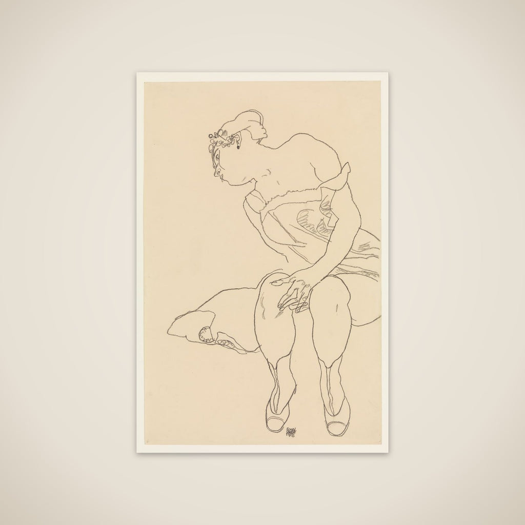 Seated Woman in Corset and Boots unframed print