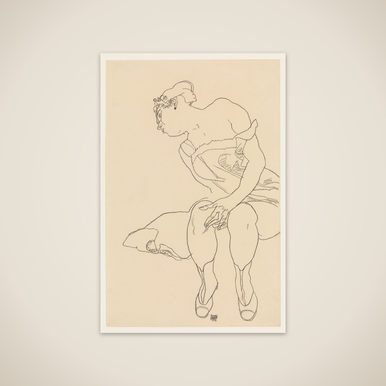 Seated Woman in Corset and Boots unframed print