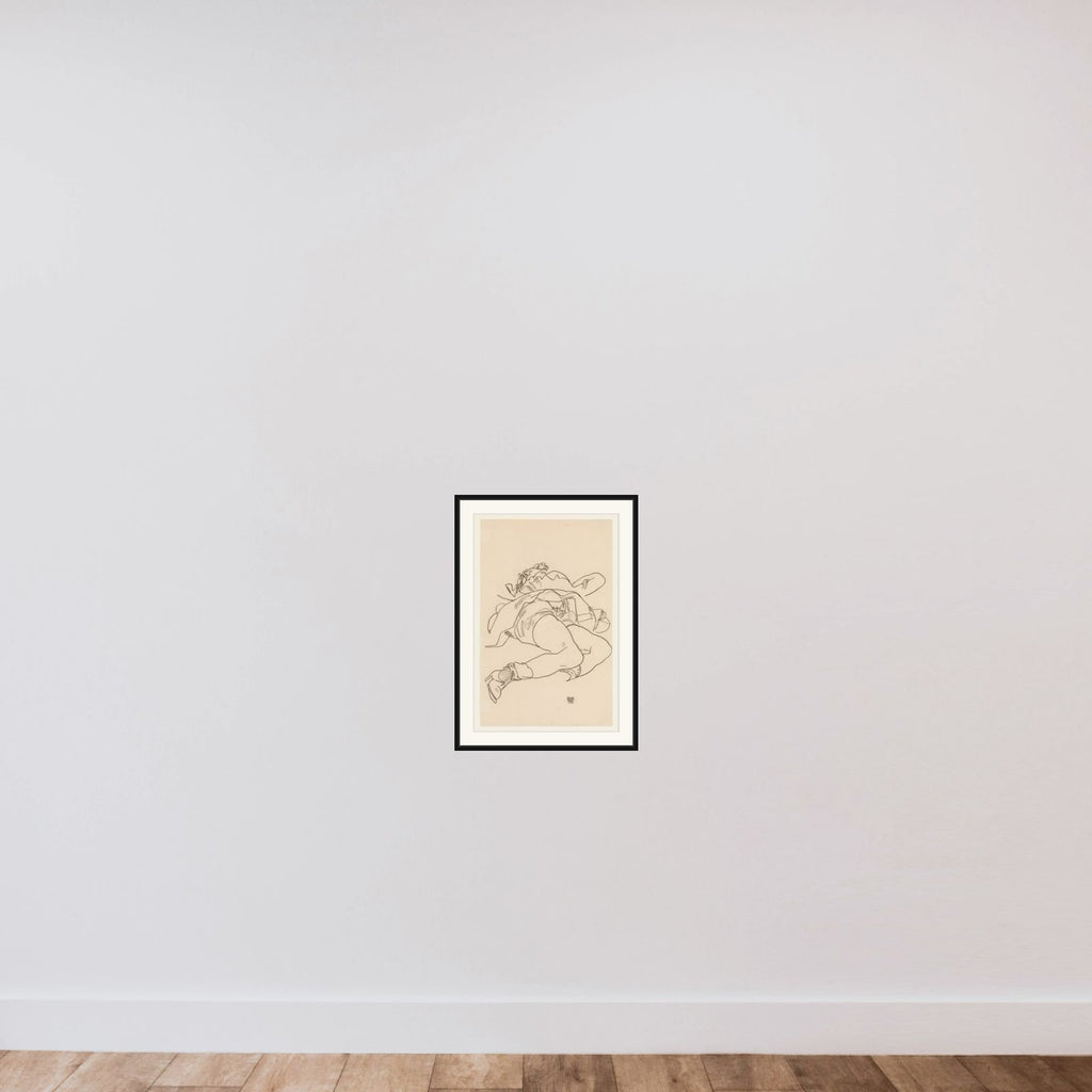 Reclining Woman with Raised Skirt framed — shown to scale
