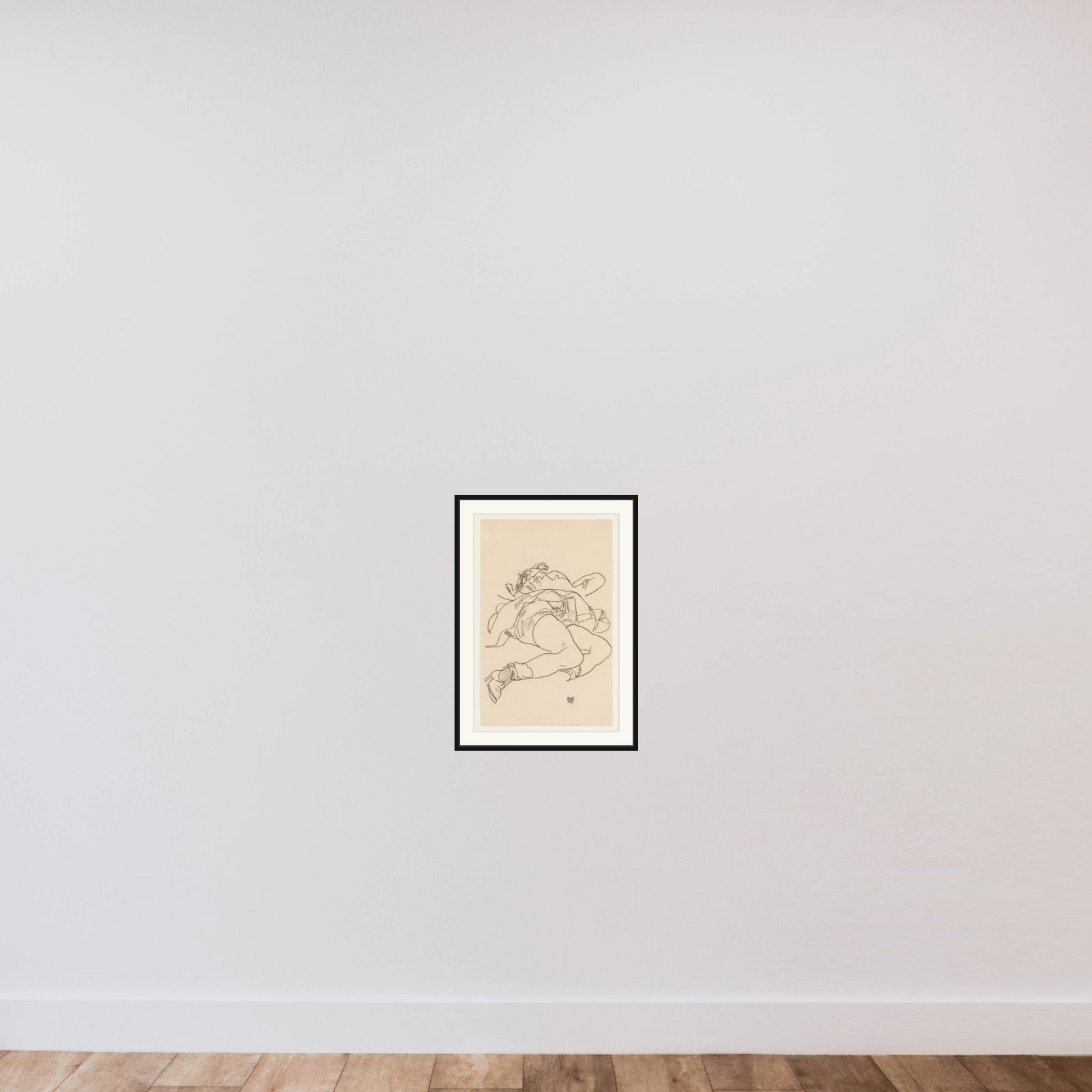 Reclining Woman with Raised Skirt framed — shown to scale