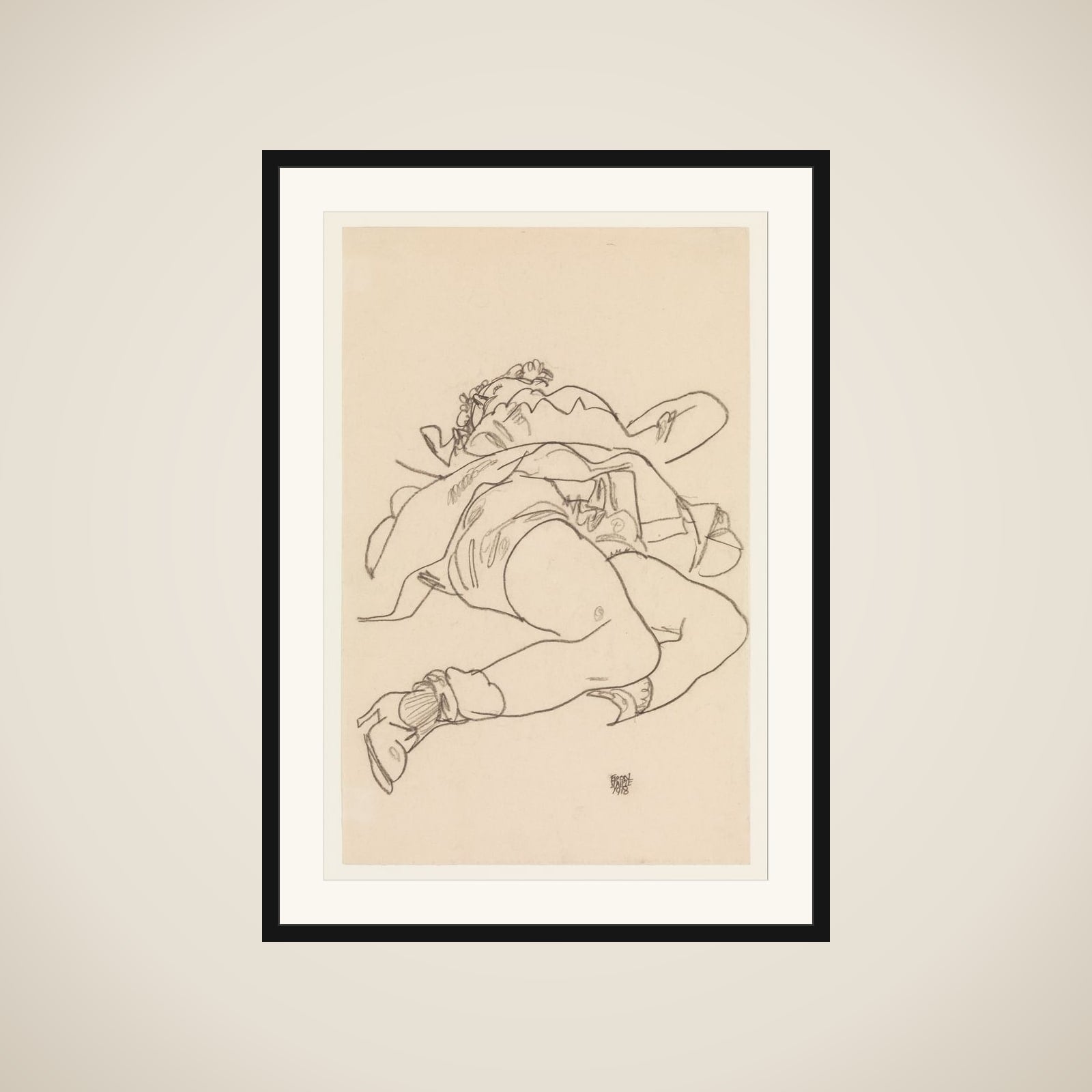 Reclining Woman with Raised Skirt framed