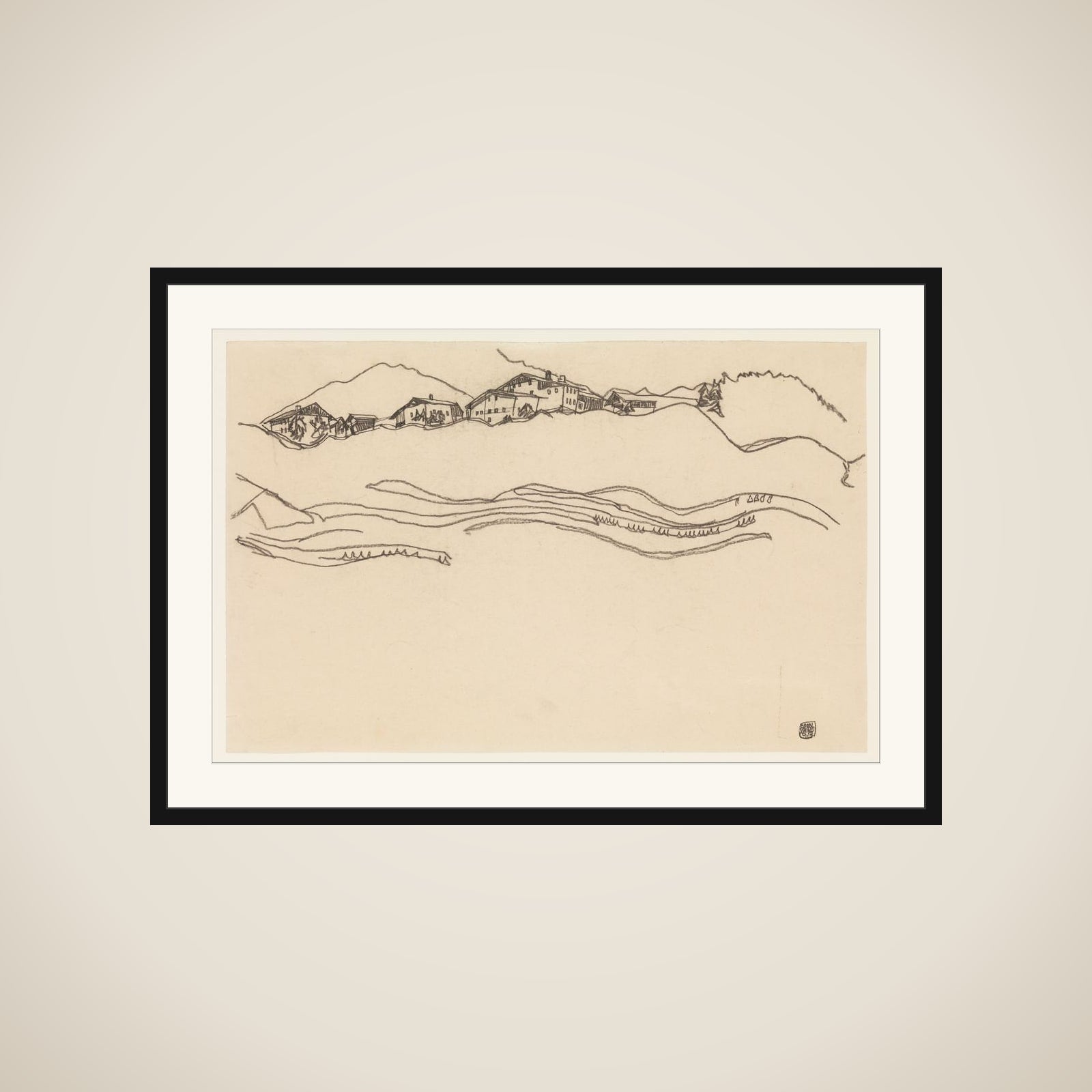 Landscape with Houses framed