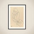 Woman Buttoning Her Shoes (recto); Study for Reclining Nude with Arms Raised (verso) framed