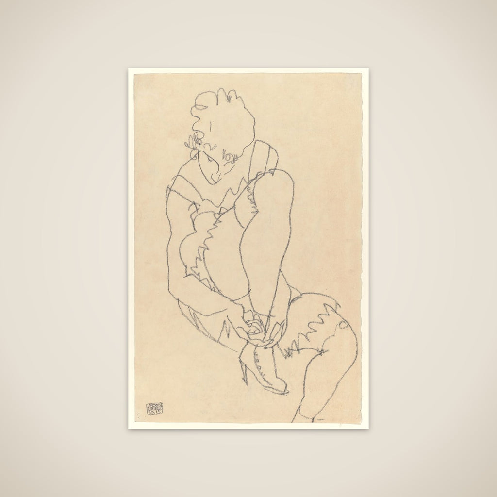 Woman Buttoning Her Shoes (recto); Study for Reclining Nude with Arms Raised (verso) unframed print