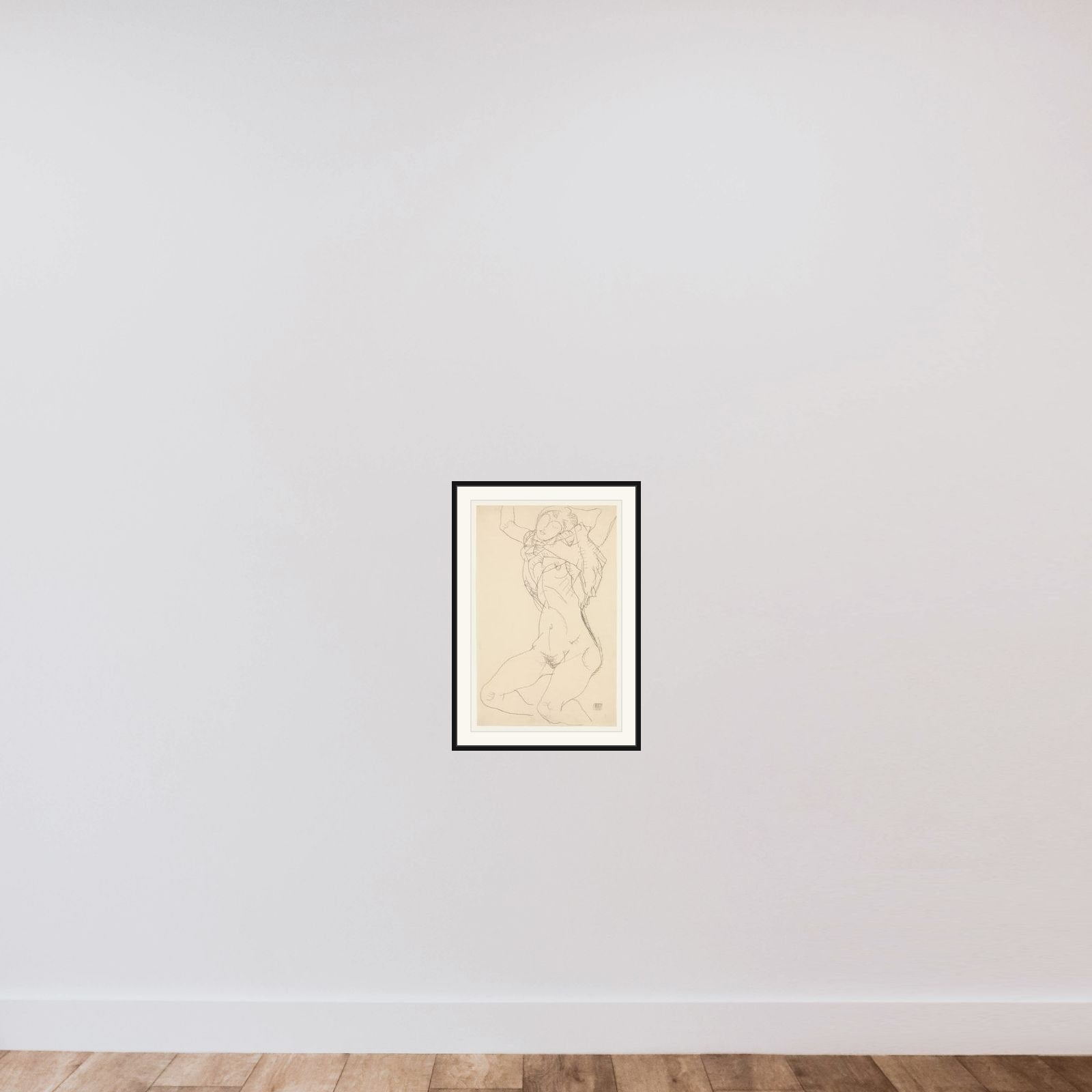 Seminude with Arms Raised framed — shown to scale