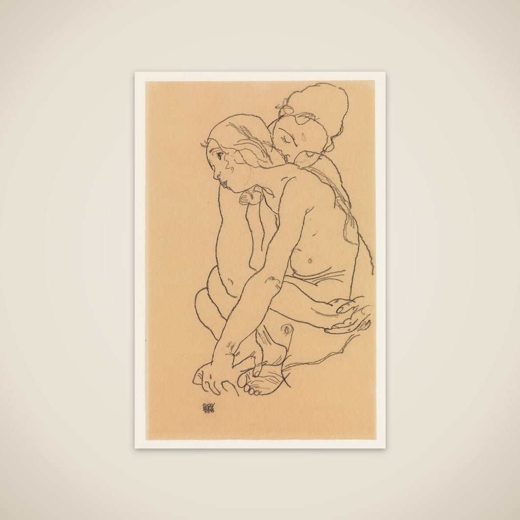 Woman and Girl Embracing unframed print