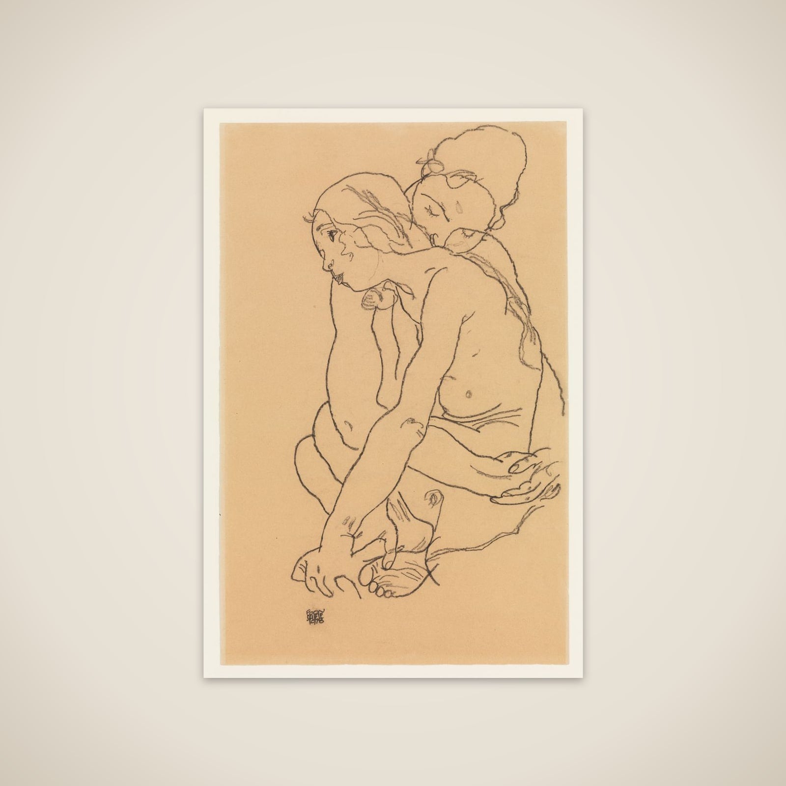 Woman and Girl Embracing unframed print