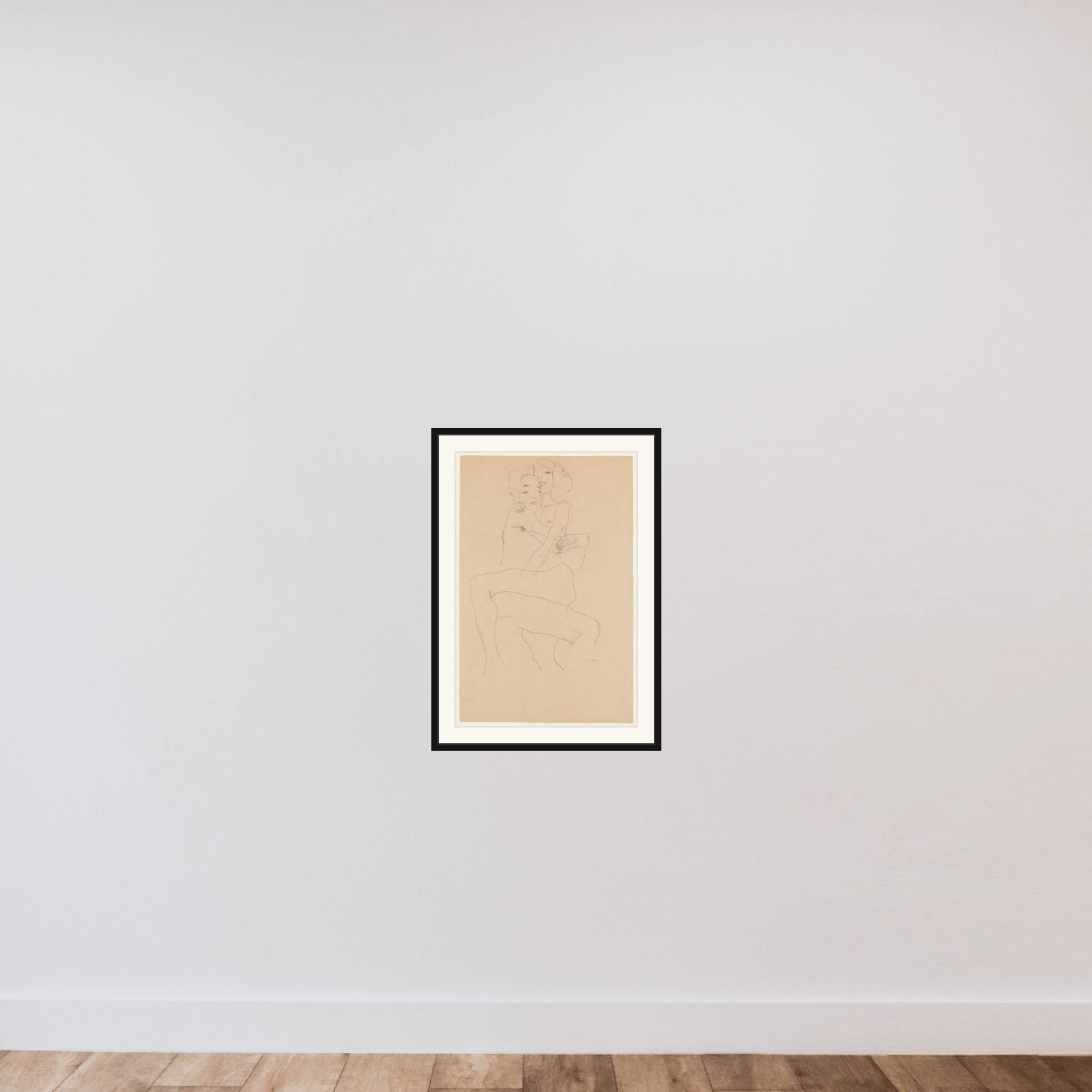 Couple Embracing framed — shown to scale