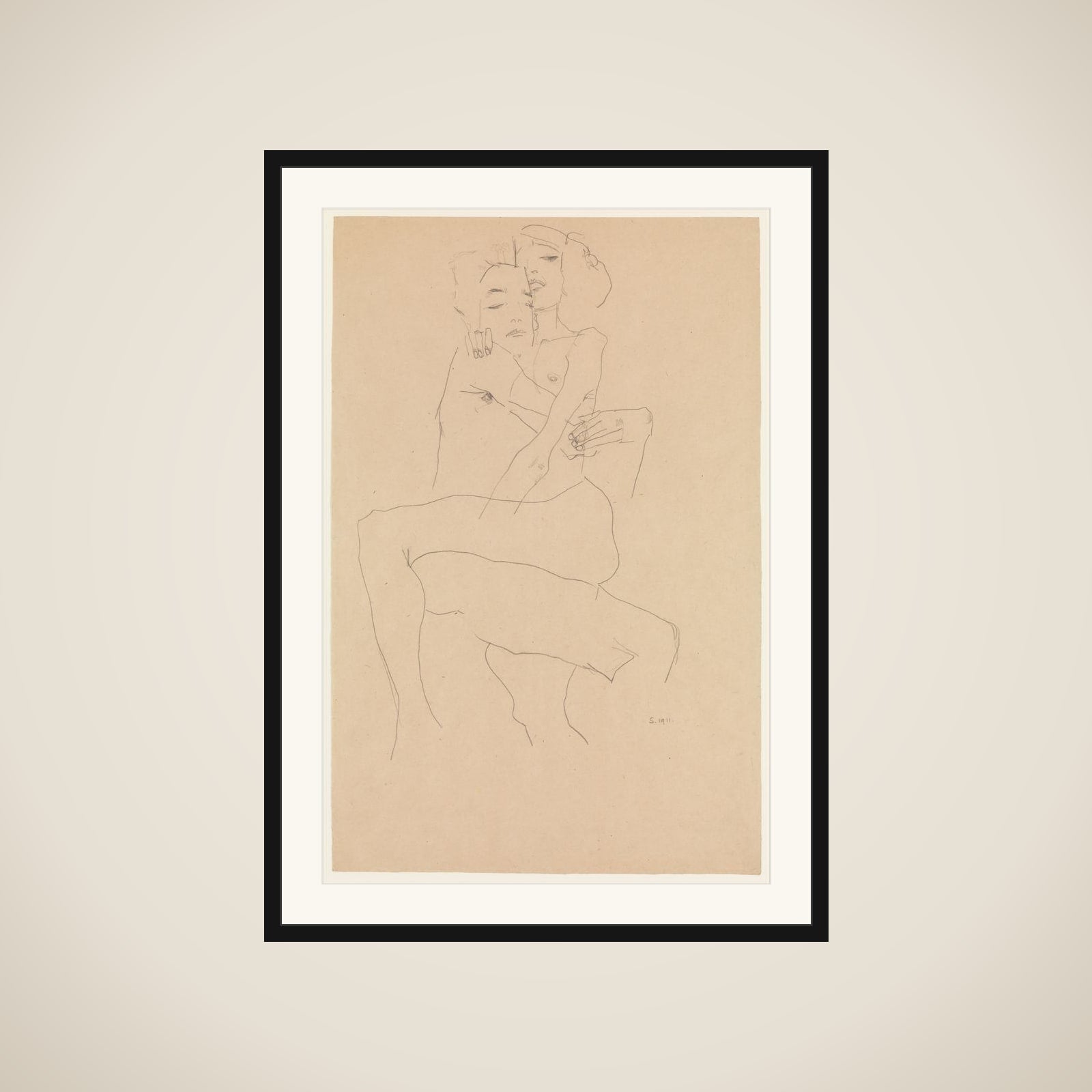 Couple Embracing framed