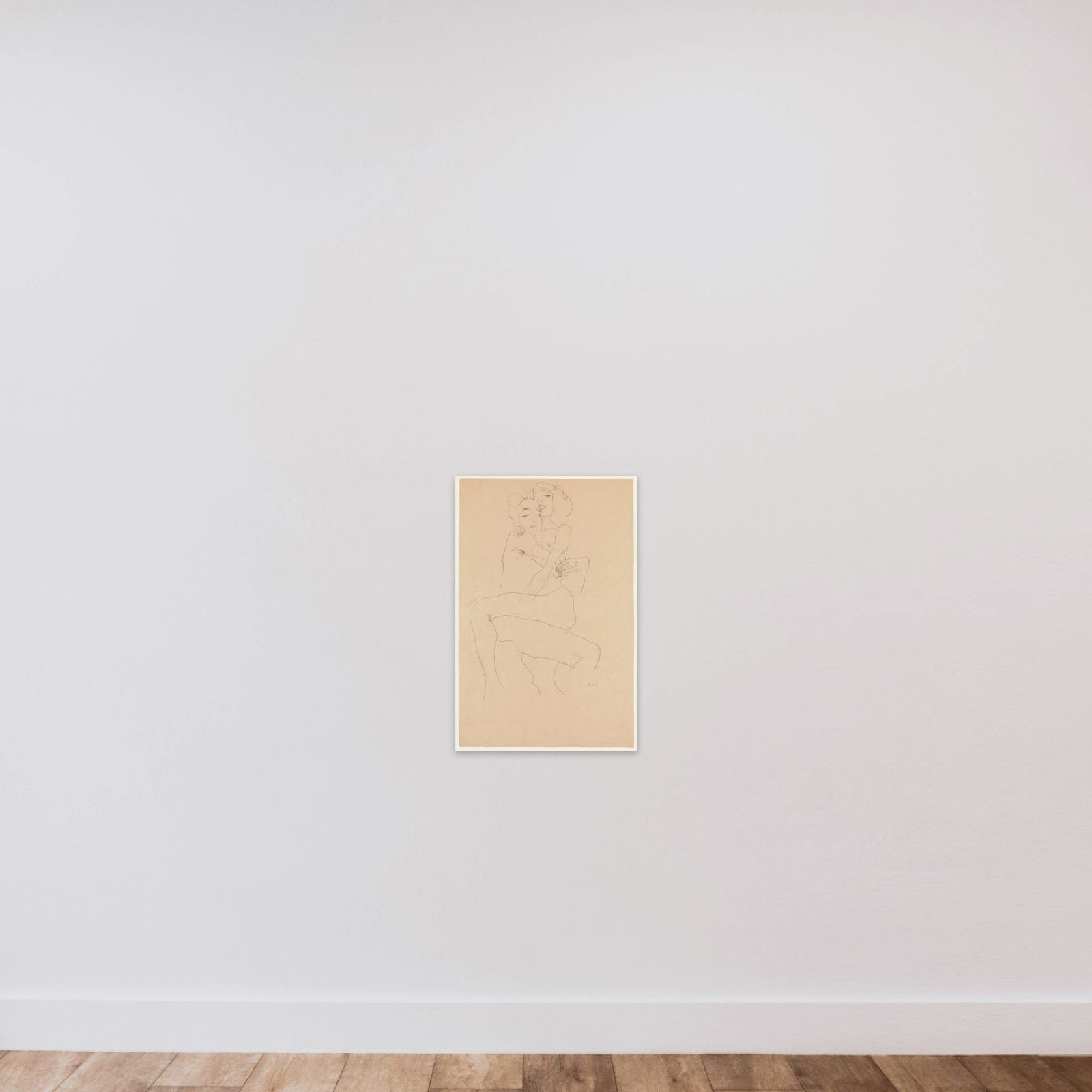 Couple Embracing unframed — shown to scale
